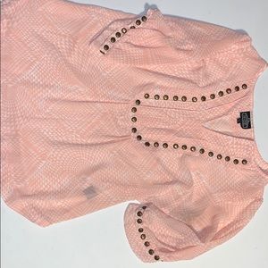 Womens Angie Sheer Geometic Print Top Blouse